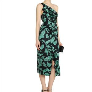 Midi silk one shoulder dress